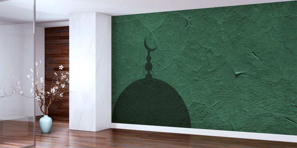 Cami Kubbesi ve Hilal Motifli Dekoratif Duvar Kağıdı 6171