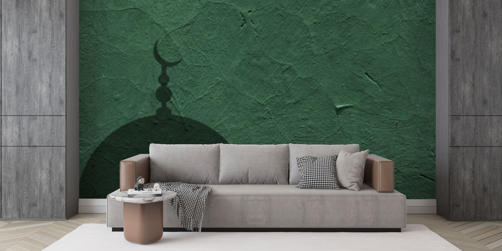 Cami Kubbesi ve Hilal Motifli Dekoratif Duvar Kağıdı 6171