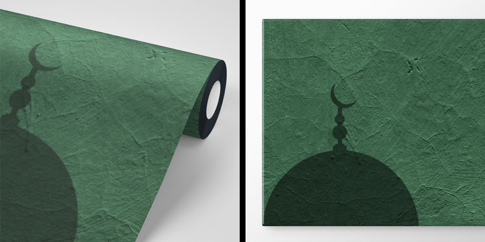 Cami Kubbesi ve Hilal Motifli Dekoratif Duvar Kağıdı 6171