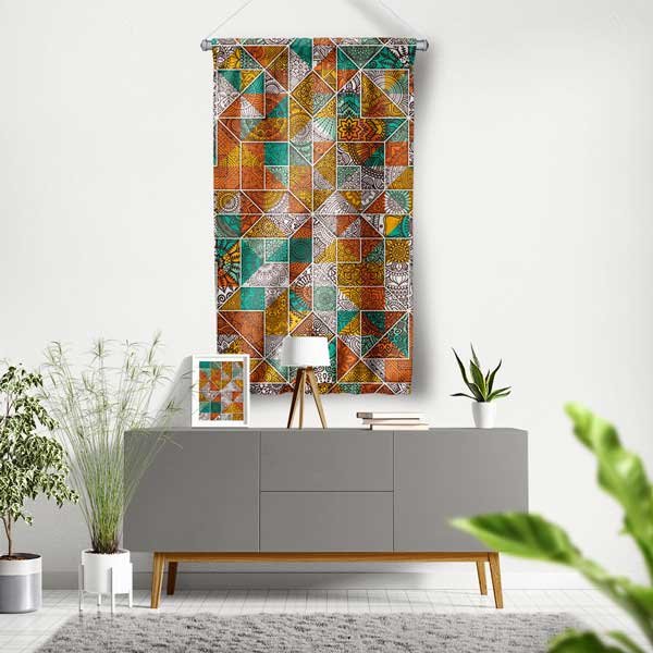 Mozaik Desenli İslami Duvar Flaması 10645