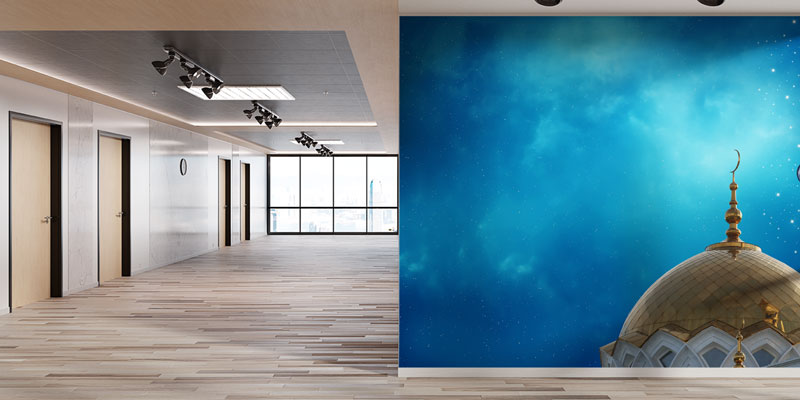 Altın Kubbe ve Minare Desenli İslami Duvar Kağıdı 10511