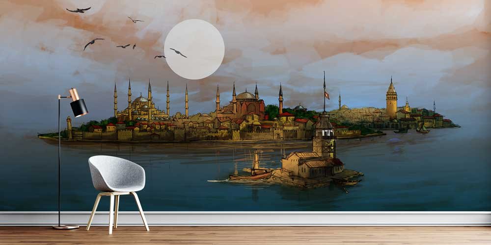 Türkiye Camileri Duvar Kağıdı - Osmanlı Mimarisi Dekoratif Duvar Kaplaması 10516