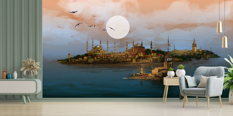 Türkiye Camileri Duvar Kağıdı - Osmanlı Mimarisi Dekoratif Duvar Kaplaması 10516