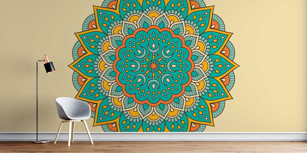 islam-duvar-kagidi-6132-0 Büyük Boy Mandala ve İslami Motifli Duvar Kağıdı 6132