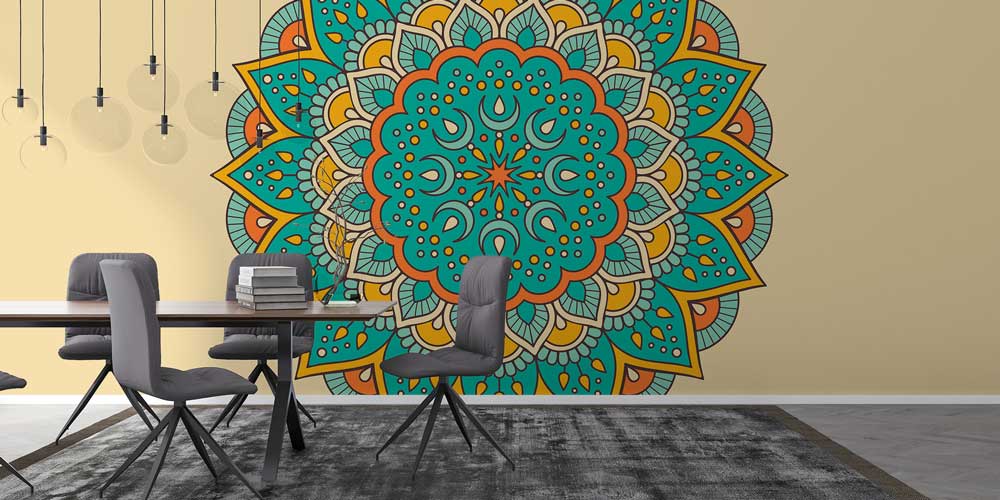 islam-duvar-kagidi-6132-03 Büyük Boy Mandala ve İslami Motifli Duvar Kağıdı 6132