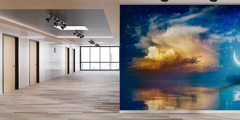 Hilal ve Yıldızlı Atmosfer Duvar Kağıdı – İslami Dekorasyon 10509