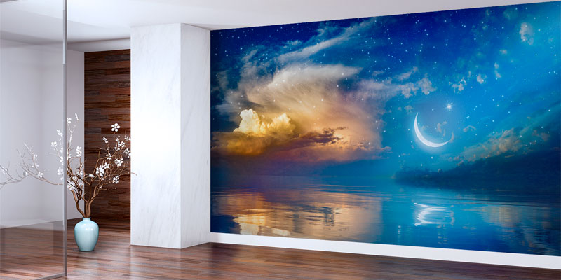 Hilal ve Yıldızlı Atmosfer Duvar Kağıdı – İslami Dekorasyon 10509