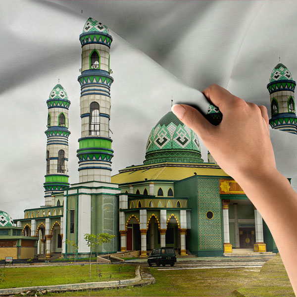 Sultan Ahmad Şah Camii Yeşil Kubbe Duvar Örtüsü 10564