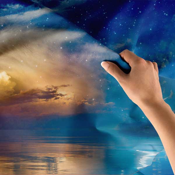 Hilal ve Yıldızlı Gece Manzaralı İslami Duvar Örtüsü Kumaş Baskı 10606