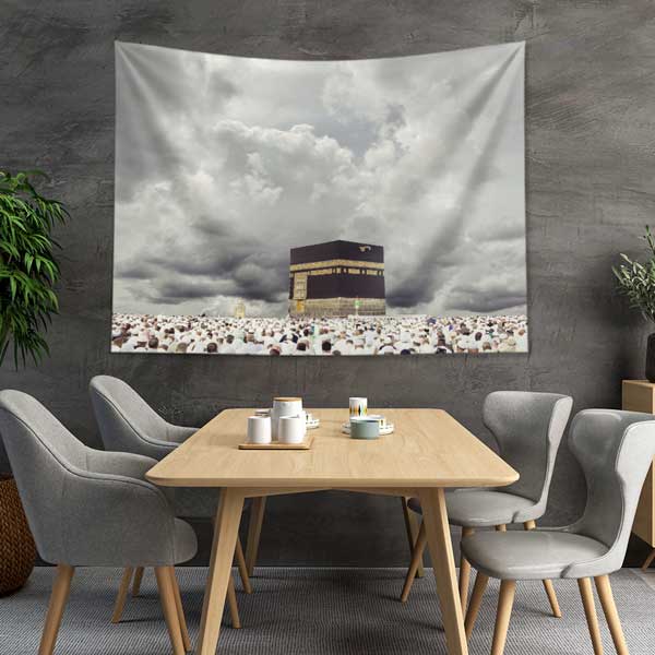 Kabe Manzaralı İslami Duvar Örtüsü Kumaş Baskı 10614