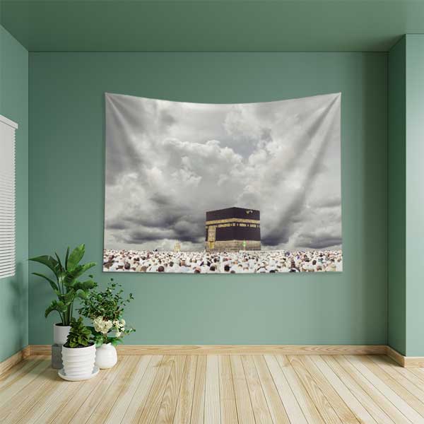 Kabe Manzaralı İslami Duvar Örtüsü Kumaş Baskı 10614