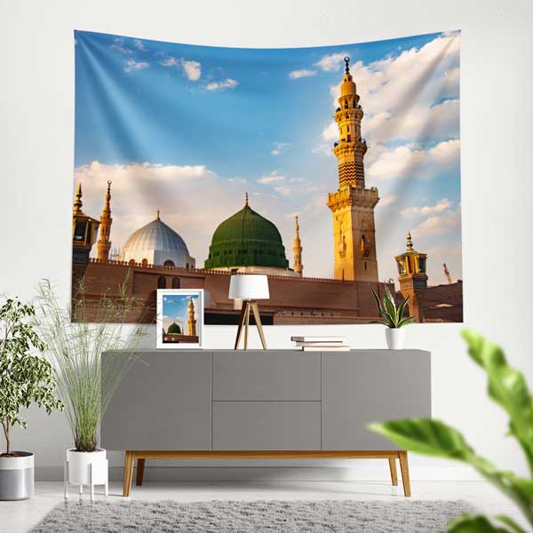 islam-duvar-sanati-10628-00 Medine Mescid-i Nebevi Duvar Örtüsü Kumaş Baskı 10628
