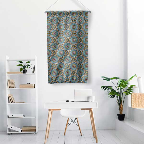 Çini Motifli İslami Desen Duvar Flaması 10660