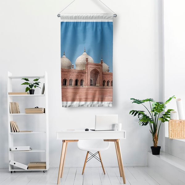 Pakistan Badşahi Camii Kırmızı Tuğla Duvar Flaması 10674