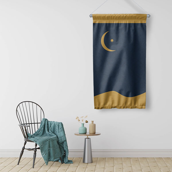 Hilal ve Yıldız Motifli Duvar Flaması 10744