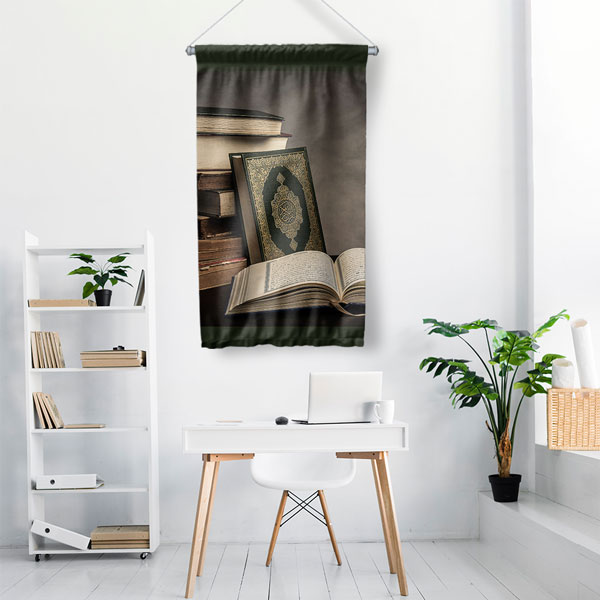 islam-duvar-sanati-10756-01 Kur’an-ı Kerim Temalı Duvar Flaması Kumaş Baskı 10756