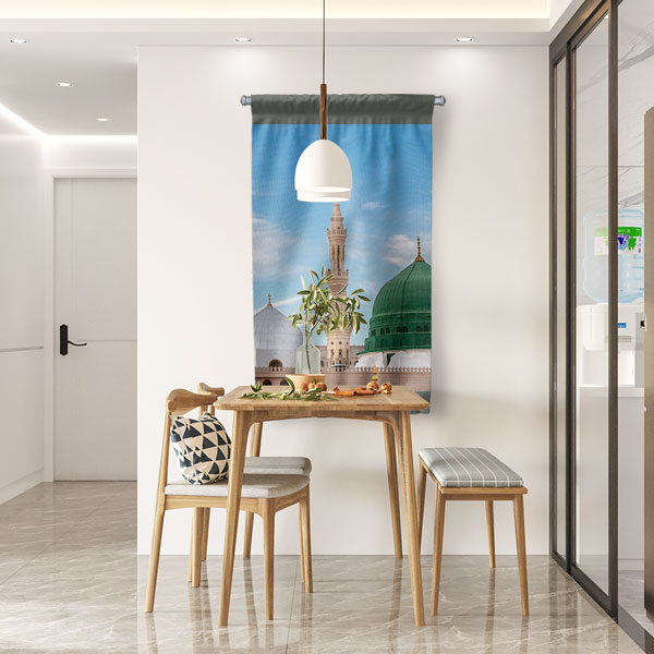 Medine Mescid-i Nebevi Kubbe ve Minare Duvar Flaması Kumaş Baskı 10762