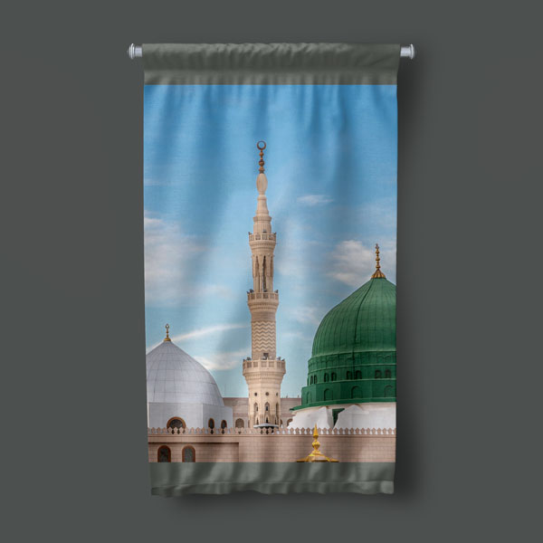 Medine Mescid-i Nebevi Kubbe ve Minare Duvar Flaması Kumaş Baskı 10762