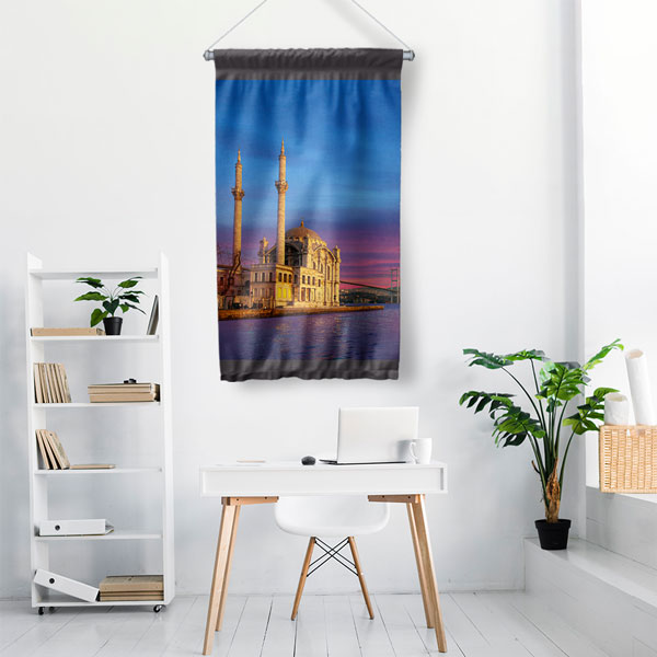 islam-duvar-sanati-10766-01 Ortaköy Camii Boğaz Manzaralı Duvar Flaması Kumaş Baskı 10766