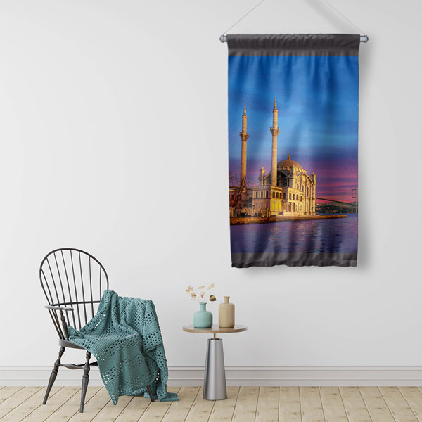 islam-duvar-sanati-10766-02 Ortaköy Camii Boğaz Manzaralı Duvar Flaması Kumaş Baskı 10766