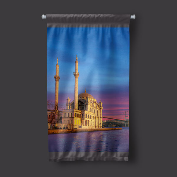 islam-duvar-sanati-10766-04 Ortaköy Camii Boğaz Manzaralı Duvar Flaması Kumaş Baskı 10766