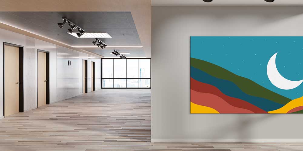 Minimalist Hilal ve Dağ Manzaralı Büyük Ebatlı Duvar Dekoru 11440