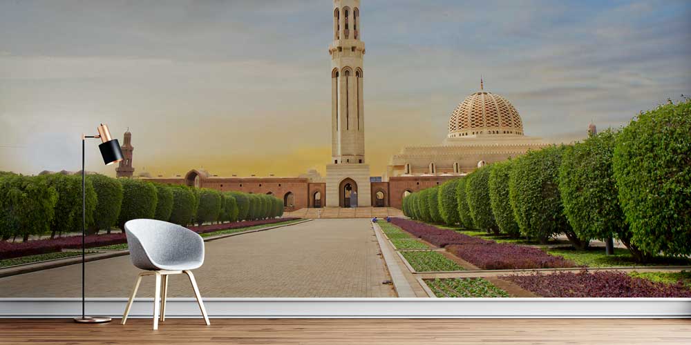 Sultan Qaboos Büyük Camii Bahçe Manzarası Duvar Kağıdı 10436