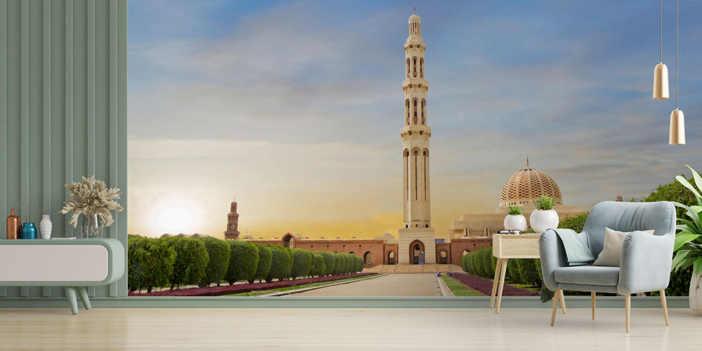 Sultan Qaboos Büyük Camii Bahçe Manzarası Duvar Kağıdı 10436