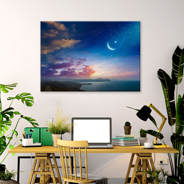 Hilal ve Deniz Manzaralı Kanvas Duvar Tablosu – 10880