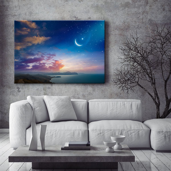Hilal ve Deniz Manzaralı Kanvas Duvar Tablosu – 10880