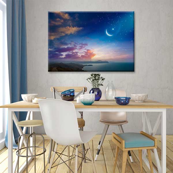 Hilal ve Deniz Manzaralı Kanvas Duvar Tablosu – 10880