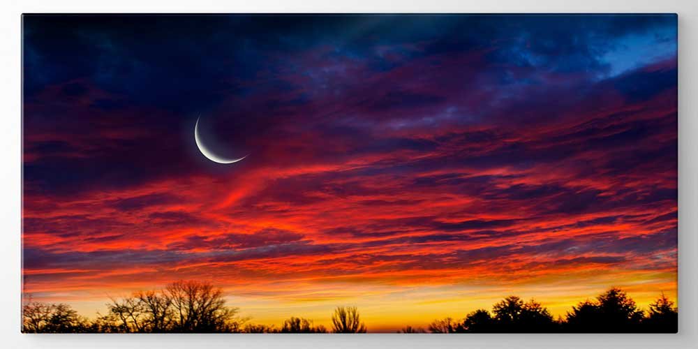 islam-hat-sanati-11435-00 Gün Batımı ve Hilal Manzaralı Büyük Ebatlı Duvar Dekoru 11435