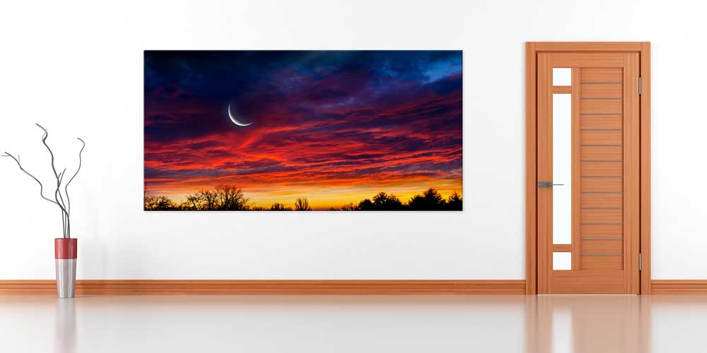 Gün Batımı ve Hilal Manzaralı Büyük Ebatlı Duvar Dekoru 11435
