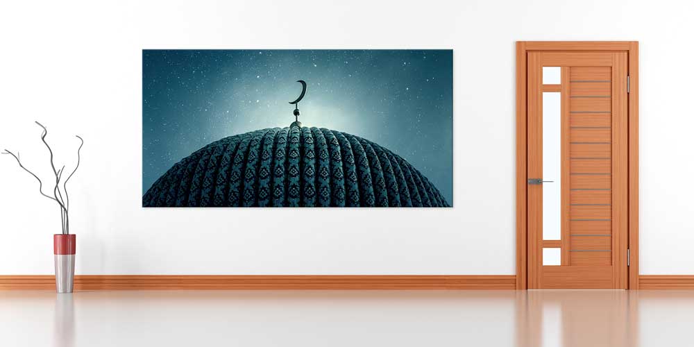 Hilal ve Cami Kubbesi Manzaralı Büyük Ebatlı Duvar Dekoru 11438