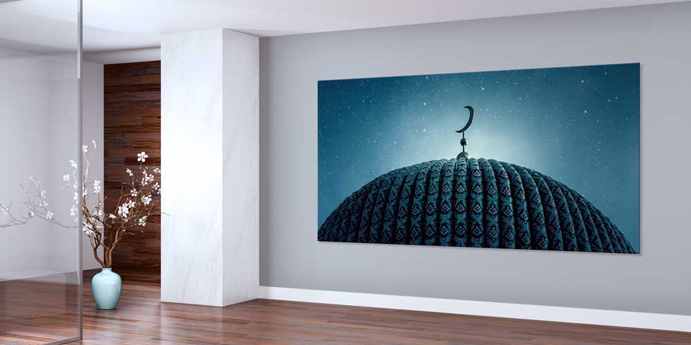 Hilal ve Cami Kubbesi Manzaralı Büyük Ebatlı Duvar Dekoru 11438