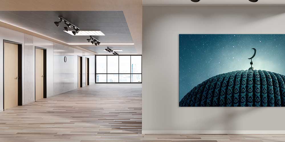 Hilal ve Cami Kubbesi Manzaralı Büyük Ebatlı Duvar Dekoru 11438