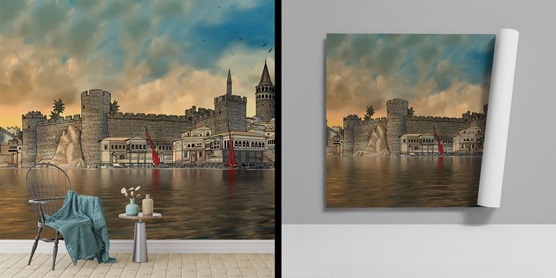 İstanbul Manzaralı Duvar Kağıdı - Tarihi Camiler ve Osmanlı Mimari Dekor 10517