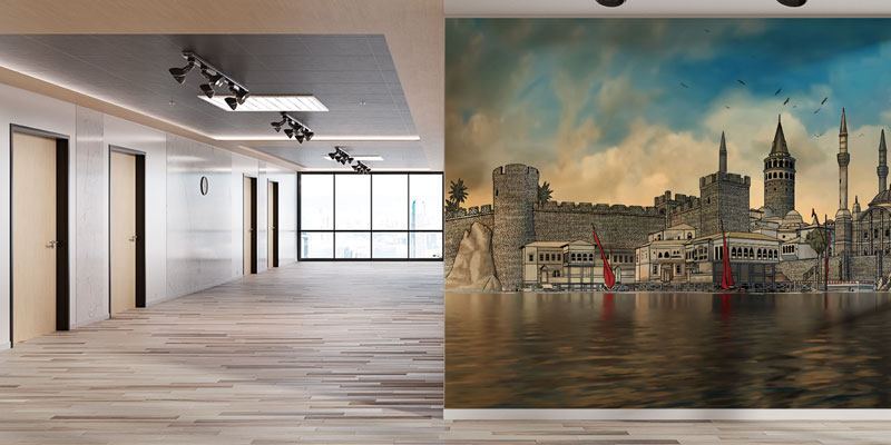 İstanbul Manzaralı Duvar Kağıdı - Tarihi Camiler ve Osmanlı Mimari Dekor 10517