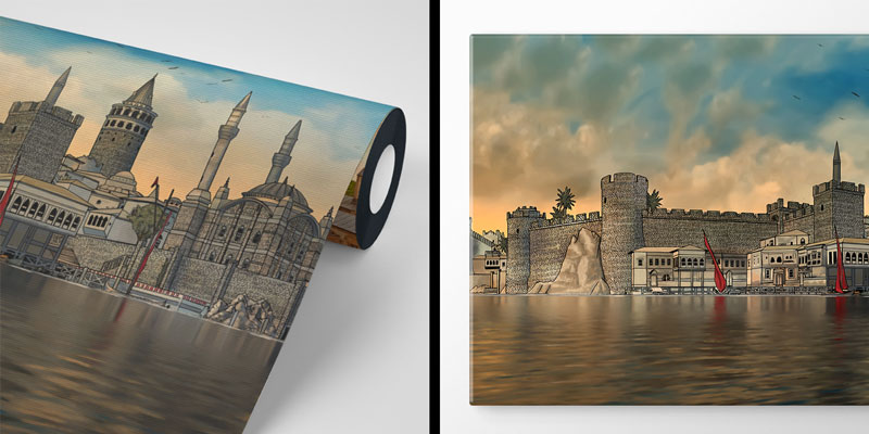 İstanbul Manzaralı Duvar Kağıdı - Tarihi Camiler ve Osmanlı Mimari Dekor 10517
