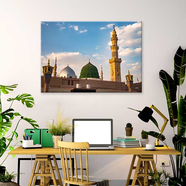 Medine Mescid-i Nebevi Kubbe ve Minare Tasarımlı Kanvas Duvar Tablosu – 10901