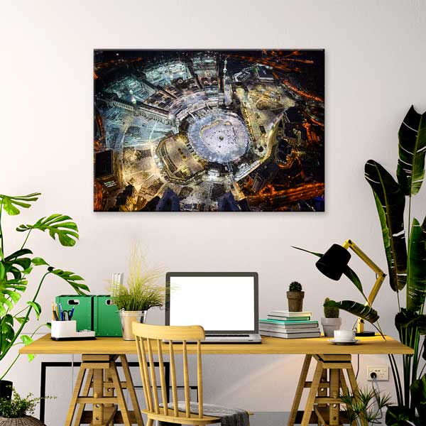 Kabe Harem-i Şerif Gece Manzaralı Kanvas Duvar Tablosu – 10891