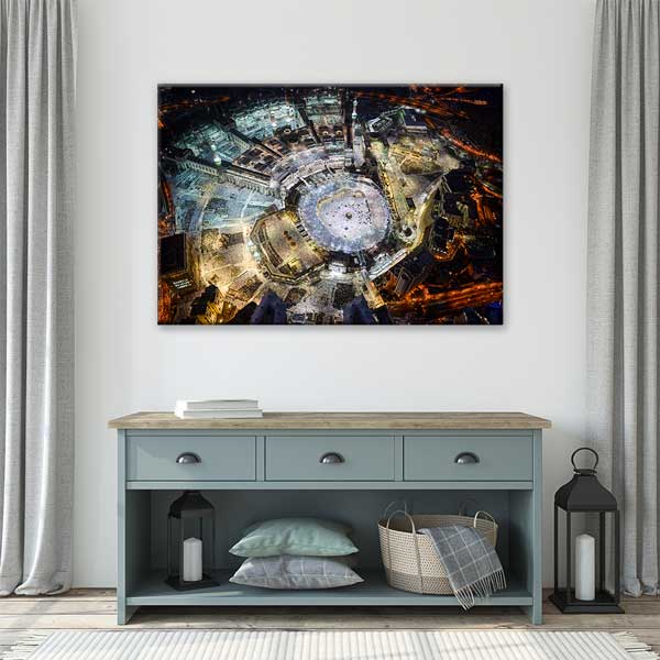 Kabe Harem-i Şerif Gece Manzaralı Kanvas Duvar Tablosu – 10891