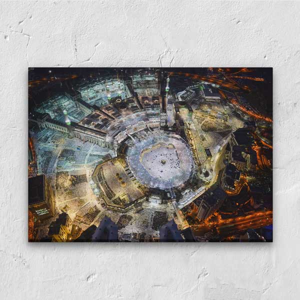 Kabe Harem-i Şerif Gece Manzaralı Kanvas Duvar Tablosu – 10891