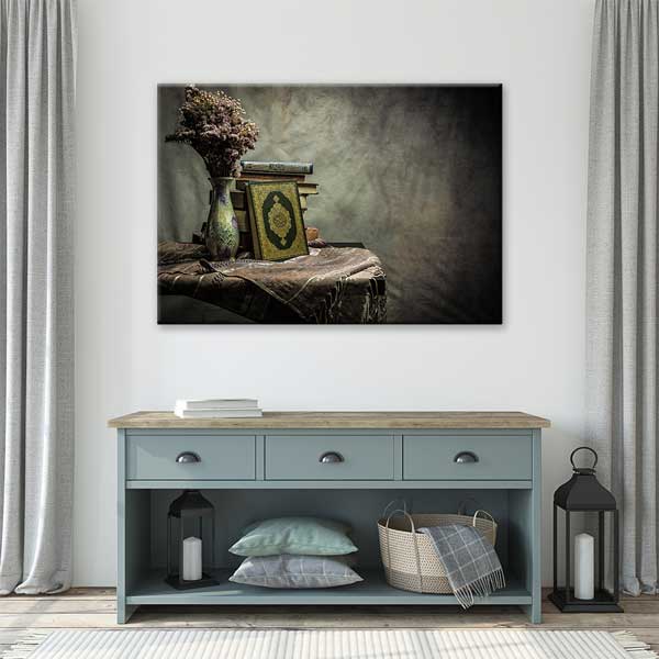 islam-kanvas-tablolar-10897-04 Kur’an-ı Kerim ve Kitaplarla Dini Dekoratif Kanvas Duvar Tablosu – 10897