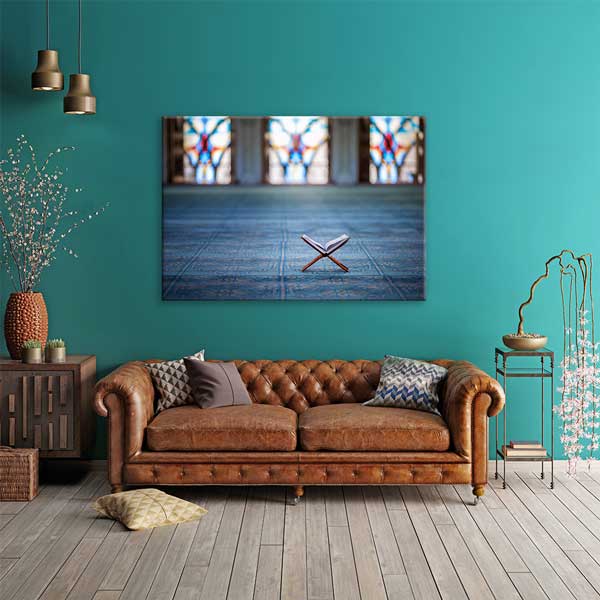 islam-kanvas-tablolar-10898-01 Kur’an-ı Kerim ve Cami Motifli İslami Kanvas Duvar Tablosu – 10898