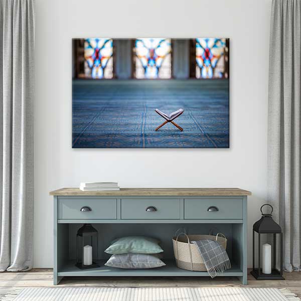 islam-kanvas-tablolar-10898-04 Kur’an-ı Kerim ve Cami Motifli İslami Kanvas Duvar Tablosu – 10898