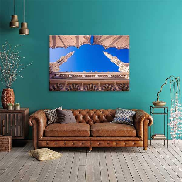 islam-kanvas-tablolar-10903-01 Medine Mescid-i Nebevi Minareleri ve Avlu Görünümlü Kanvas Duvar Tablosu – 10903