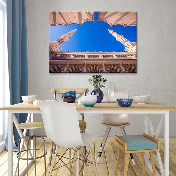 islam-kanvas-tablolar-10903-03 Medine Mescid-i Nebevi Minareleri ve Avlu Görünümlü Kanvas Duvar Tablosu – 10903