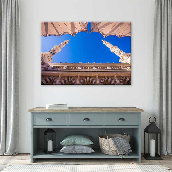 islam-kanvas-tablolar-10903-04 Medine Mescid-i Nebevi Minareleri ve Avlu Görünümlü Kanvas Duvar Tablosu – 10903