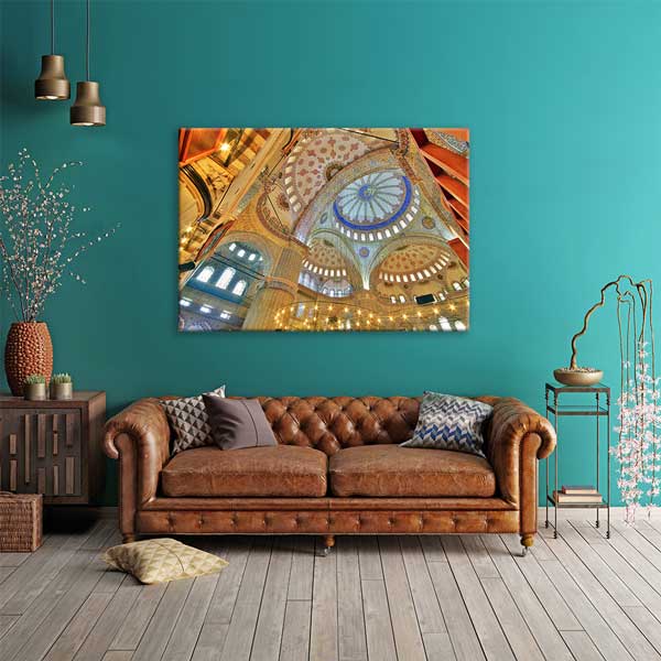 Camii İç Mekân Kubbe Desenli Kanvas Duvar Tablosu – 10908